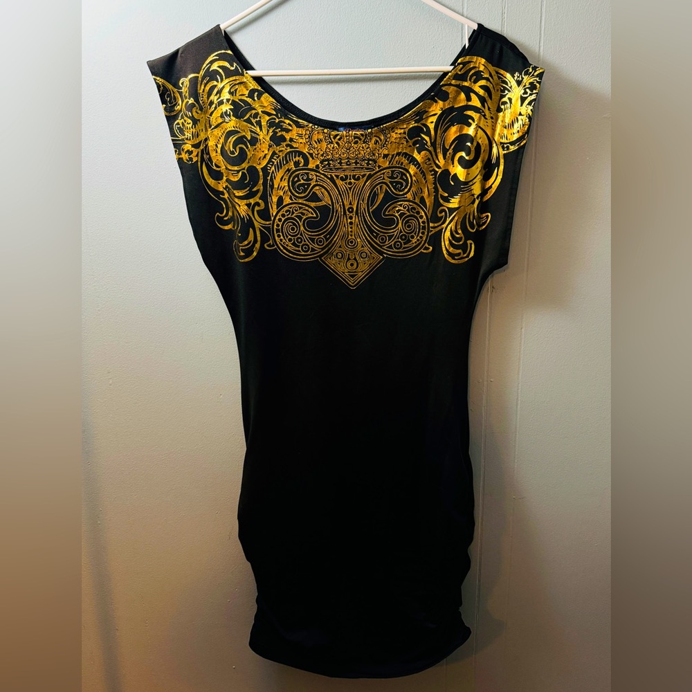Womens Deron Black w/ Gold Dress, Size Large.